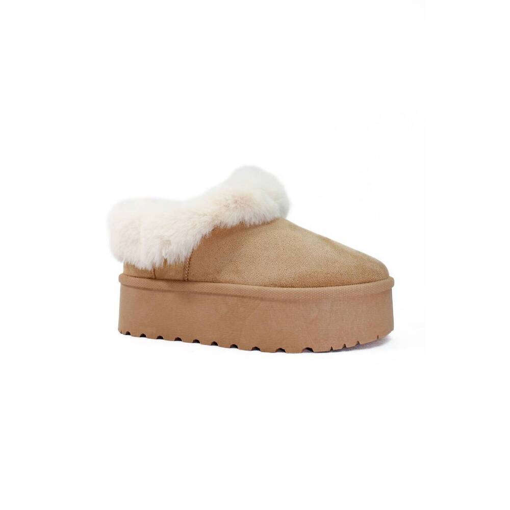 NEW SHEWIN women's suede platform boot in tan